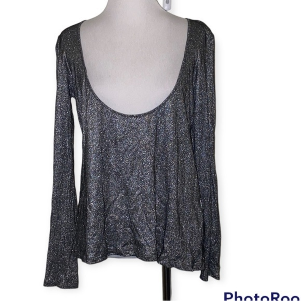 Rebecca minkoff women’s sparkle deep scoopneck‎ top